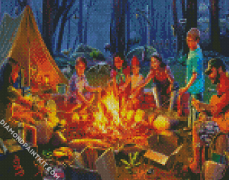 Family Campfire diamond painting