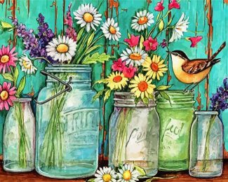 Flowers In Mason Jars diamond painting