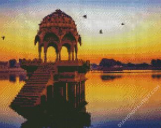 Gadisar Lake Indian At Sunset diamond painting