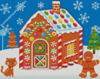 Gingerbread House Art diamond painting