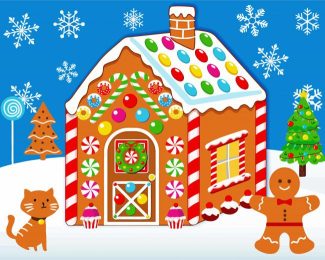 Gingerbread House Art diamond painting