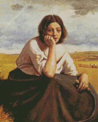 Harvester Holding Her Sickle By Harvester diamond painting