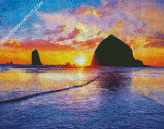 Haystack Rock Cannon Beach diamond painting