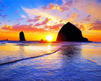 Haystack Rock Cannon Beach diamond painting