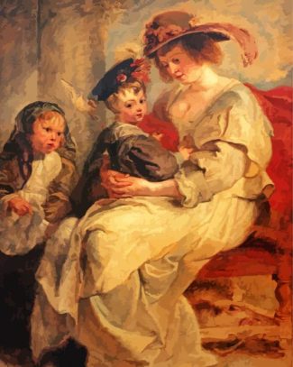 Helena Fourment With Children By Rubens diamond painting