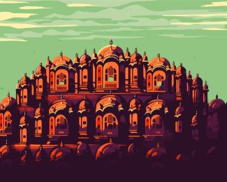 Illustration Hawa Mahal Jaipur diamond painting