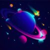 Illustration Saturn Planet diamond painting