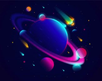 Illustration Saturn Planet diamond painting