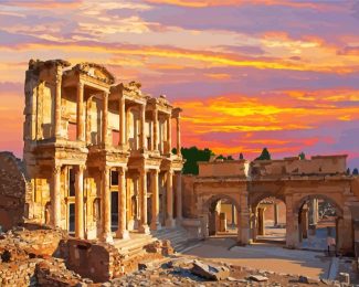 Izmir Celsus Library At Sunset diamond painting