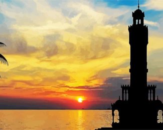 Izmir Clock Tower At Sunset diamond painting