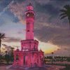 Izmir Clock Tower In Pink diamond painting