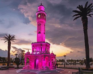 Izmir Clock Tower In Pink diamond painting