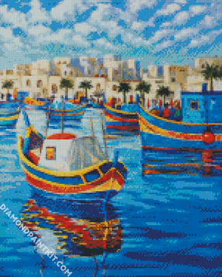 Malta Fishing Boats diamond painting