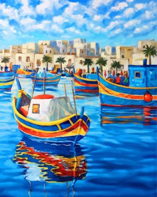 Malta Fishing Boats diamond painting