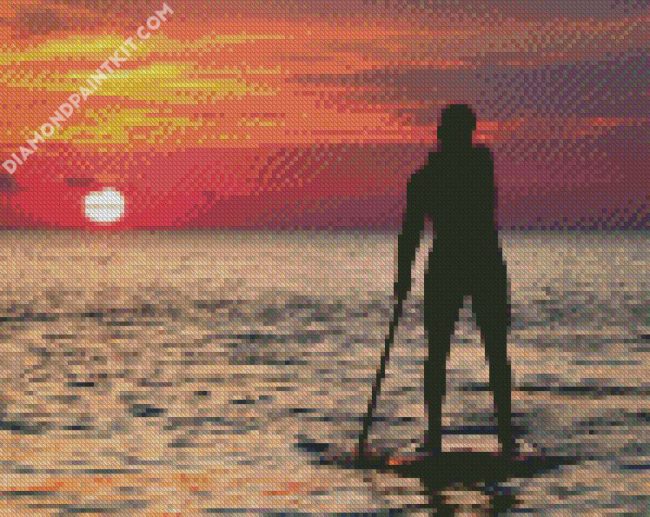 Man Paddleboarding Silhouette diamond painting