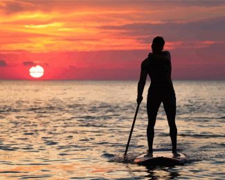 Man Paddleboarding Silhouette diamond painting