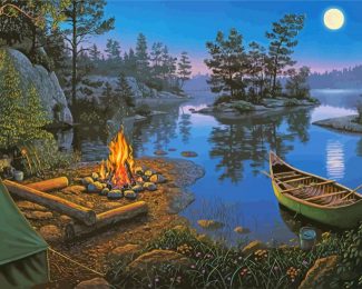 Family Campfire diamond painting