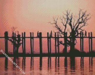 Myanmar U Bein Bridge Silhouette diamond painting