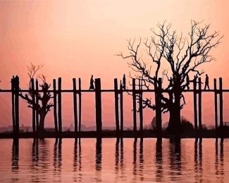 Myanmar U Bein Bridge Silhouette diamond painting