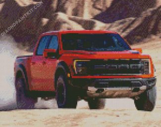 Orange Ford F150 Truck diamond painting