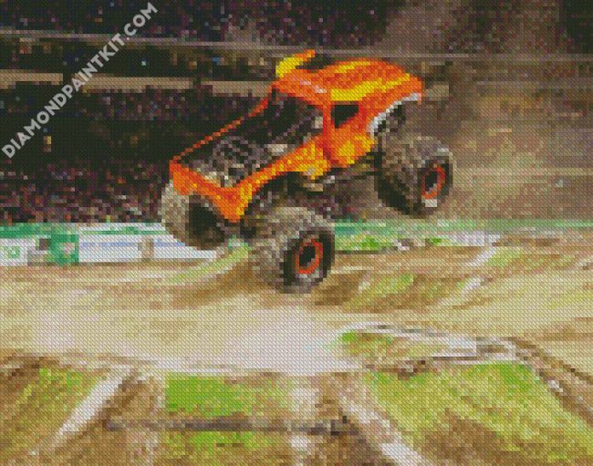 Orange Monster Truck diamond painting