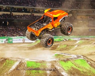 Orange Monster Truck diamond painting