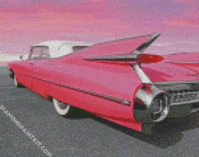 Pink Cadilac Car diamond painting