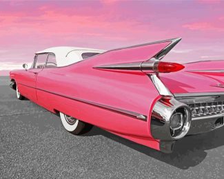 Pink Cadilac Car diamond painting