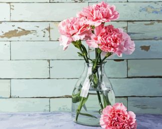 Pink Carnations Glass Vase diamond painting