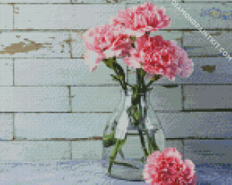 Pink Carnations Glass Vase diamond painting