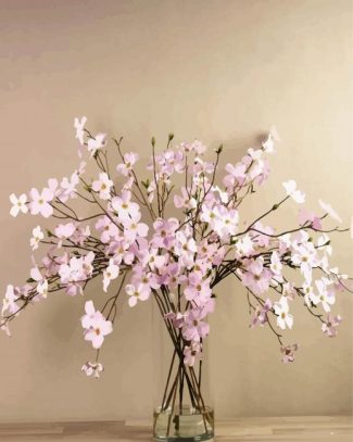 Pink Dogwood In Glass Vase diamond painting