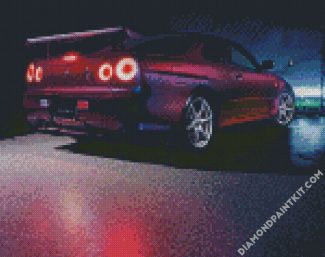 Purple Nissan R34 diamond painting