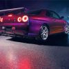 Purple Nissan R34 diamond painting