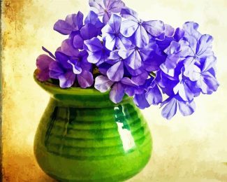 Purple Phlox In Green Vase diamond painting