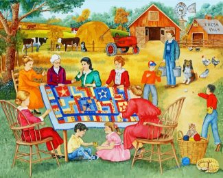 Quilters In Farm diamond painting