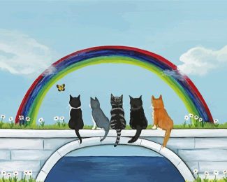 Rainbow Bridge Kitties diamond painting