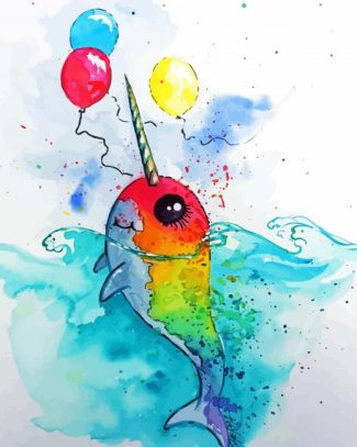 Rainbow Narwhal Art diamond painting