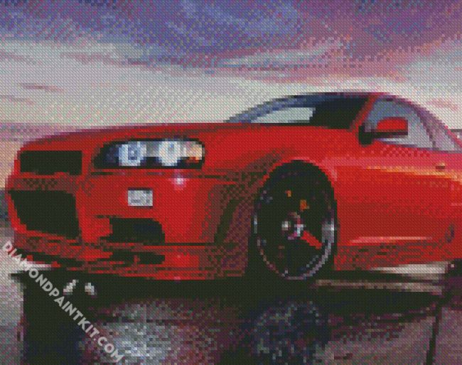 Red Nissan R34 diamond painting