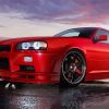 Red Nissan R34 diamond painting