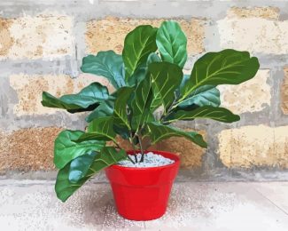 Red Plant Pot Fiddle Leaf Fig diamond painting