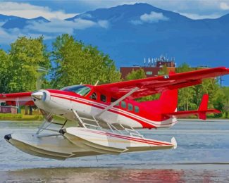 Red Seaplane diamond painting