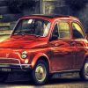 Red Vintage Fiat Car diamond painting