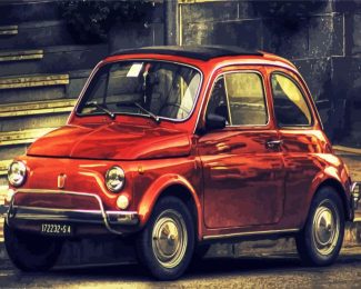 Red Vintage Fiat Car diamond painting