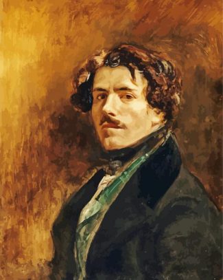 Self Portrait With Green Vest Delacroix Eugene diamond painting