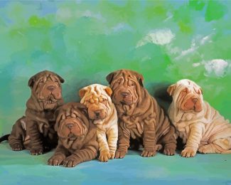 Shar Pei Puppies diamond painting