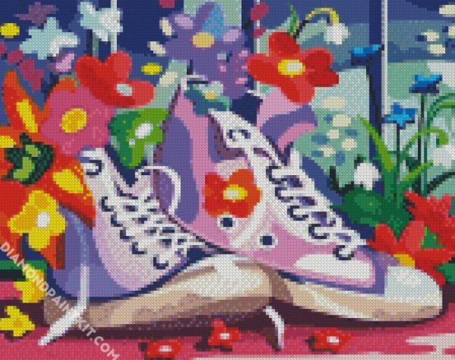 Sneakers And Flowers diamond painting