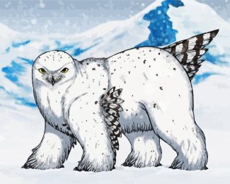 Snowy Polar Owl Bear diamond painting