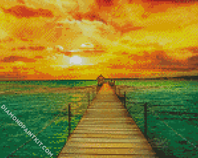 Sunset Beach jetty diamond painting