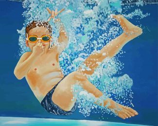 Swimmer Boy Underwater diamond painting