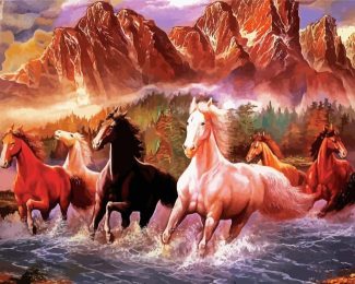 The Seven Horses Art diamond painting